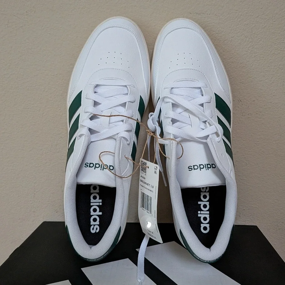 New Adidas Men's Breaknet 3.0 Sneakers Shoes White Green Size 12 - Picture 3 of 5